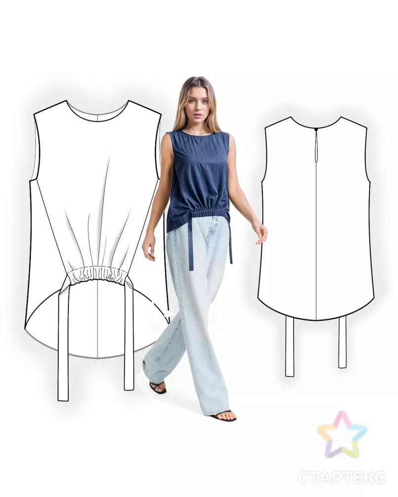 Выкройка: блузон с декоративной полочкой арт. ВКК-4808-9-ЛК0002705 - рис. 3