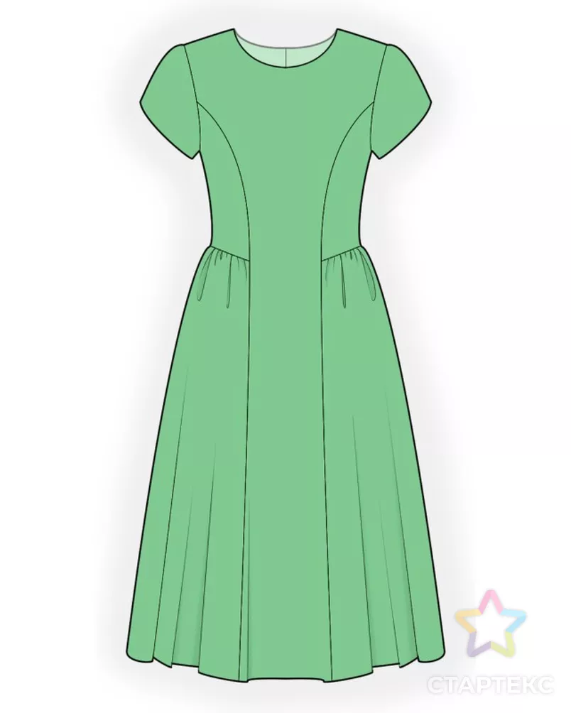 Выкройка: платье с коротким рукавом арт. ВКК-4813-3-ЛК0002710 - рис. 1