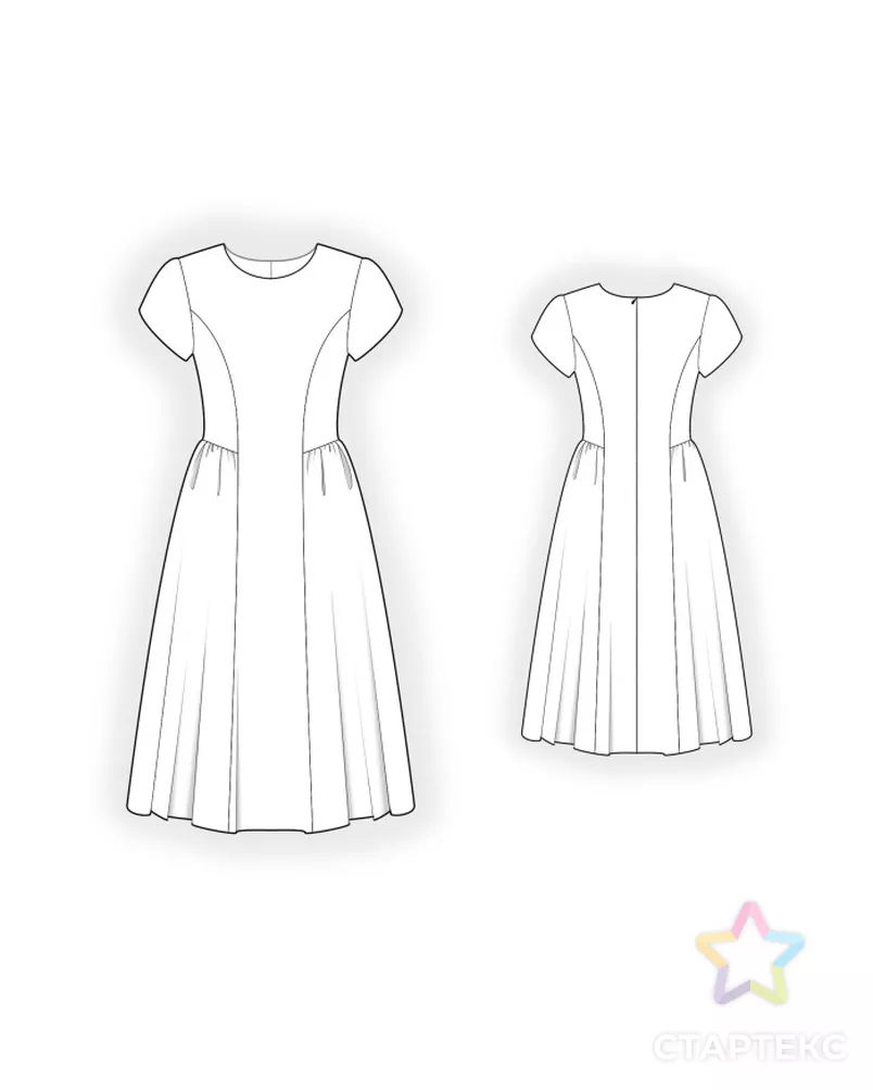 Выкройка: платье с коротким рукавом арт. ВКК-4813-3-ЛК0002710 - рис. 2