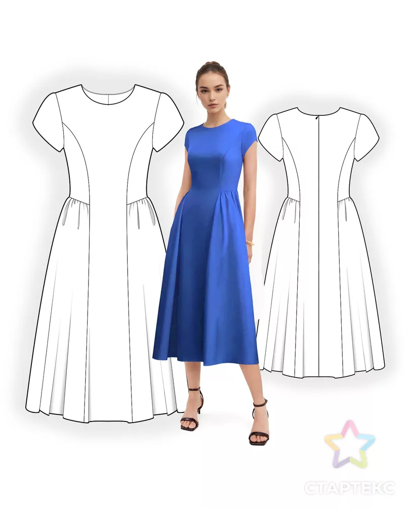 Выкройка: платье с коротким рукавом арт. ВКК-4813-3-ЛК0002710 - рис. 3