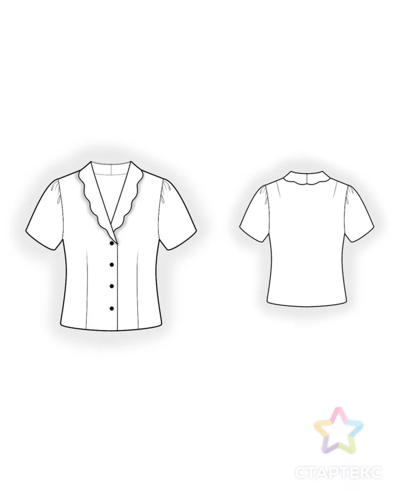 Выкройка: блузка с фигурным воротником арт. ВКК-4814-7-ЛК0002711 - рис. 2