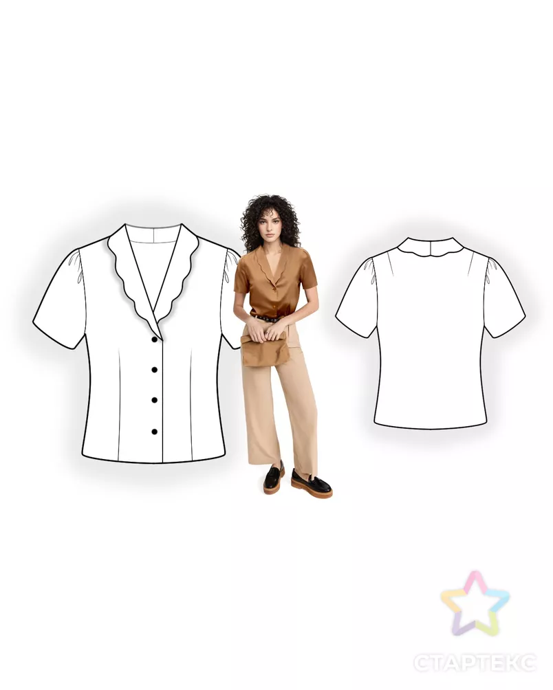 Выкройка: блузка с фигурным воротником арт. ВКК-4814-7-ЛК0002711 - рис. 3
