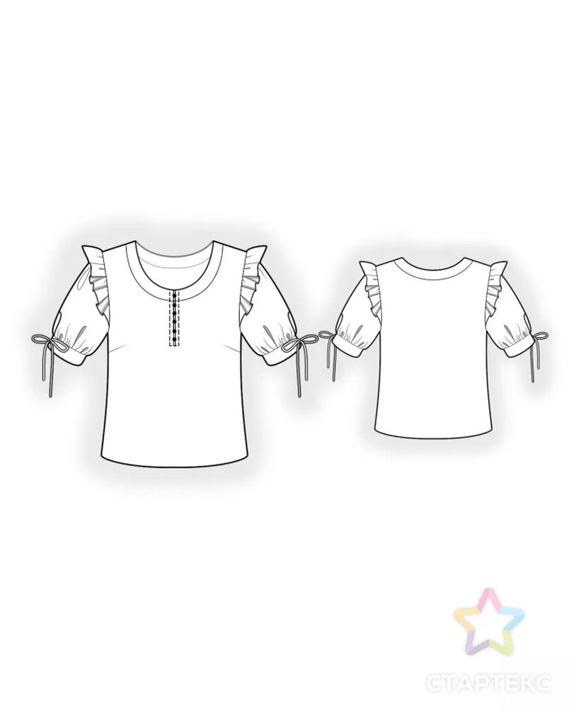 Выкройка: блузон с шифоновым рукавом и крылышком арт. ВКК-4915-3-ЛК0002734 - рис. 2