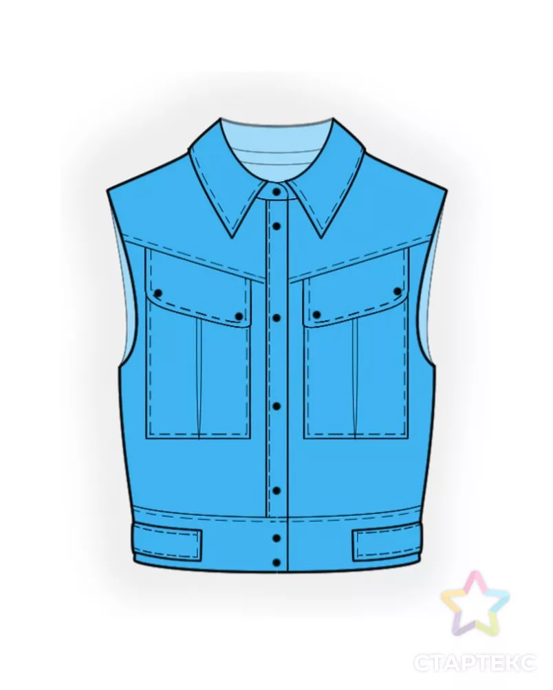 Выкройка: жилет в стиле милитари арт. ВКК-4916-4-ЛК0002735 - рис. 1