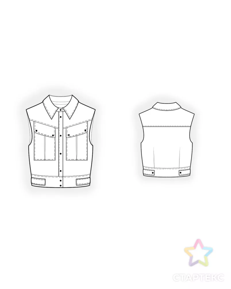 Выкройка: жилет в стиле милитари арт. ВКК-4916-4-ЛК0002735 - рис. 2