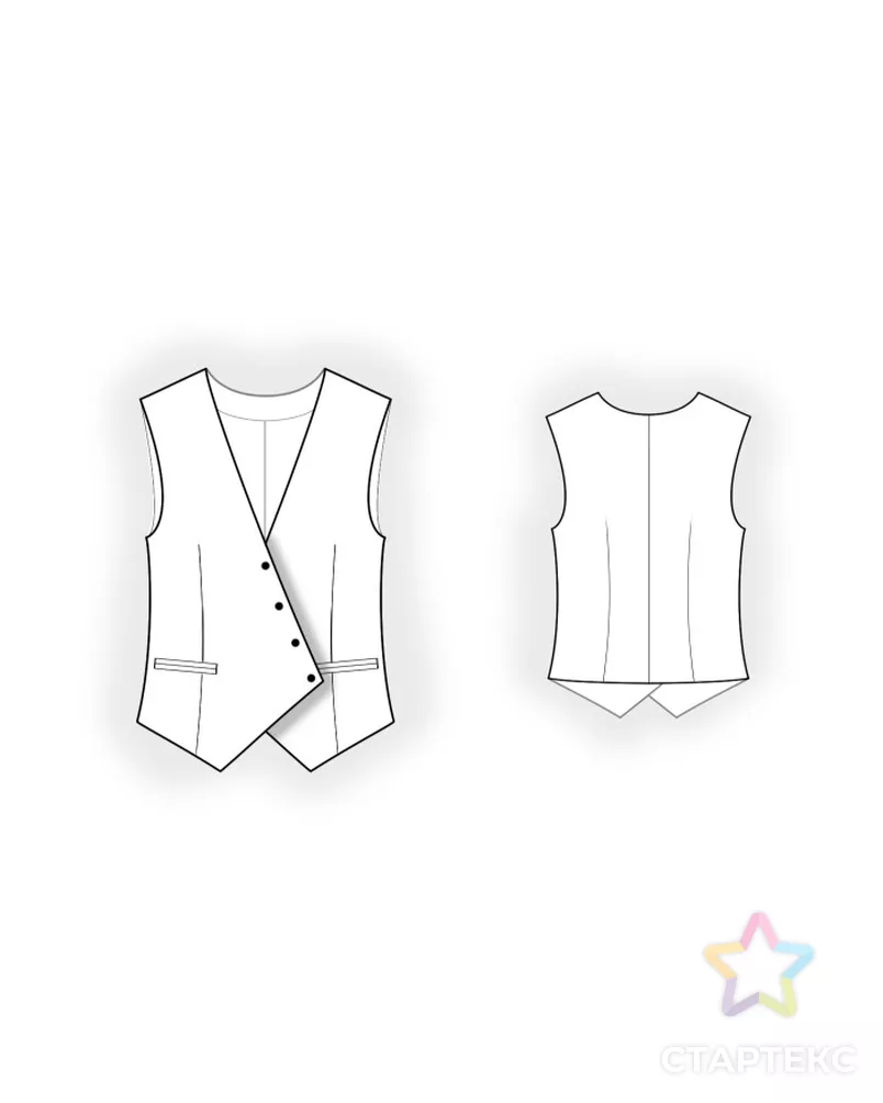Выкройка: жилет с косым бортом арт. ВКК-4990-6-ЛК0002756 - рис. 2
