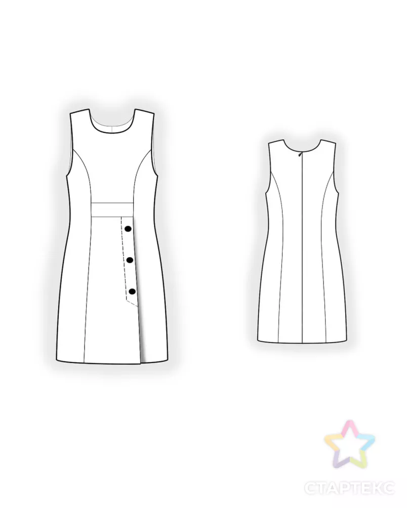 Выкройка: сарафан с декоративными пуговицами арт. ВКК-5001-3-ЛК0002767 - рис. 2