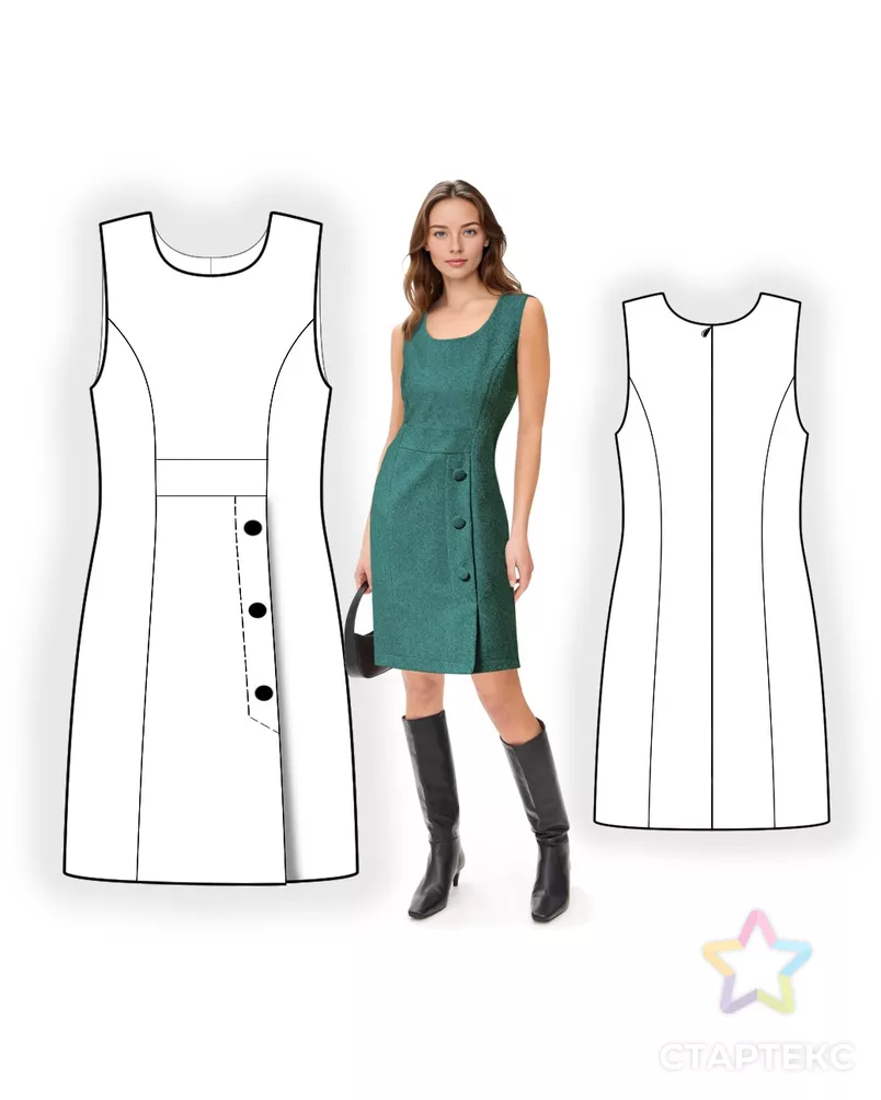 Выкройка: сарафан с декоративными пуговицами арт. ВКК-5001-3-ЛК0002767 - рис. 3