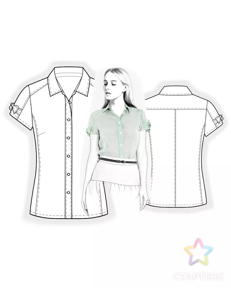 Выкройка: блузка с бантом на рукаве арт. ВКК-1607-12-ЛК0004002 - рис. 3