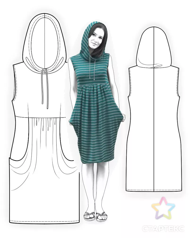 Выкройка: туника с карманами арт. ВКК-1001-1-ЛК0004092 - рис. 3