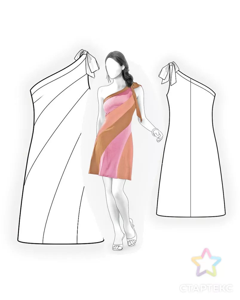Выкройка: разноцветное платье арт. ВКК-191-4-ЛК0004117 - рис. 3