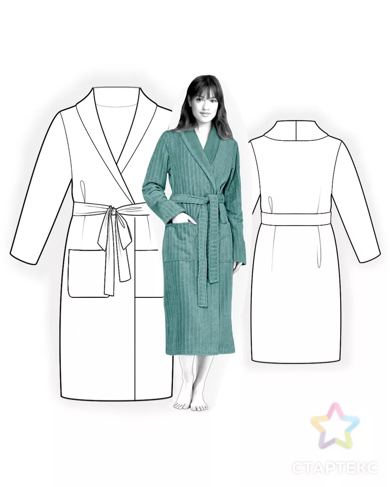 Выкройка: длинный халат арт. ВКК-946-1-ЛК0004124 - рис. 3