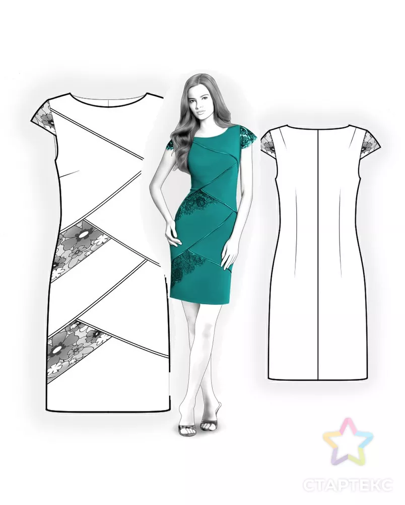 Выкройка: платье с кружевом арт. ВКК-490-12-ЛК0004191 - рис. 3