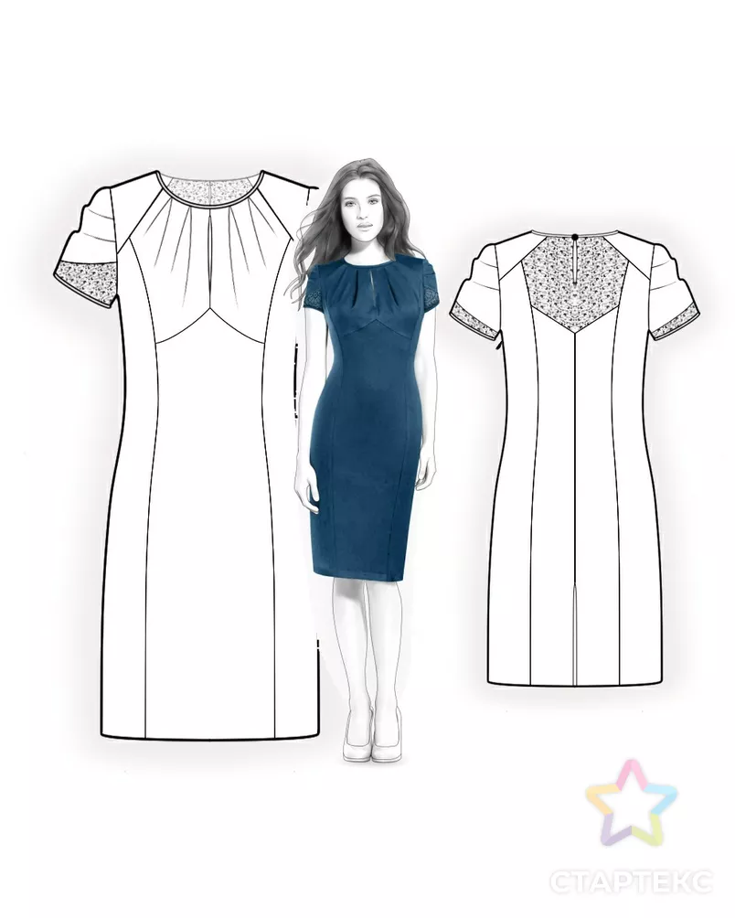 Выкройка: платье с шифоновыми вставками арт. ВКК-857-2-ЛК0004193 - рис. 3