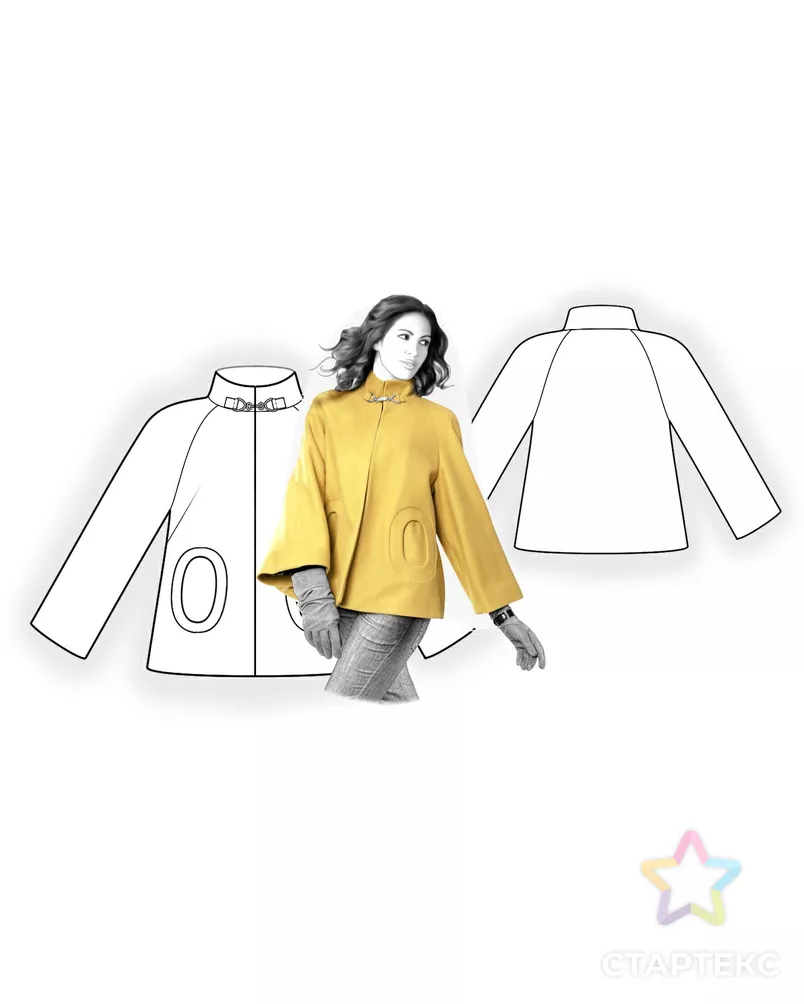 Выкройка: полупальто с круглыми карманами арт. ВКК-901-6-ЛК0004247 - рис. 3