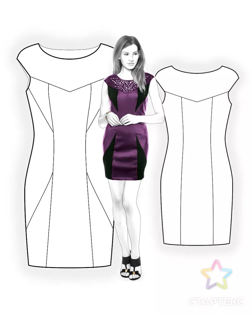 Выкройка: платье с трикотажными вставками арт. ВКК-1754-7-ЛК0004350 - рис. 3