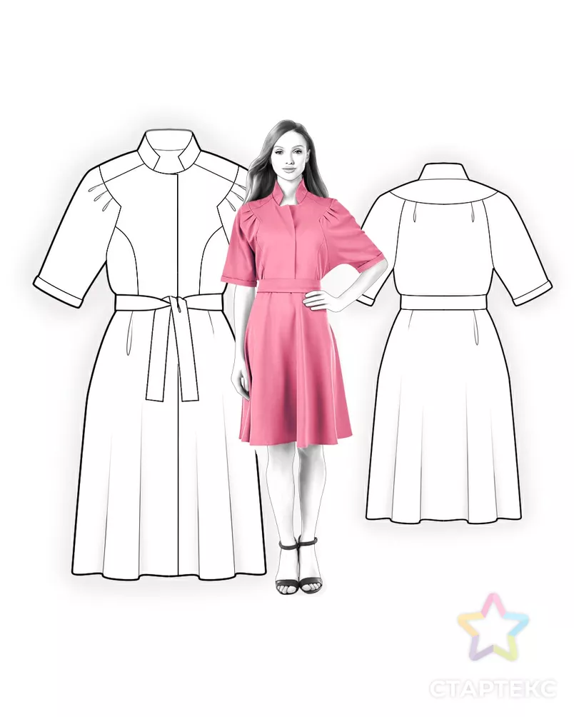 Выкройка: платье со складками на рукаве арт. ВКК-1291-3-ЛК0004382 - рис. 3