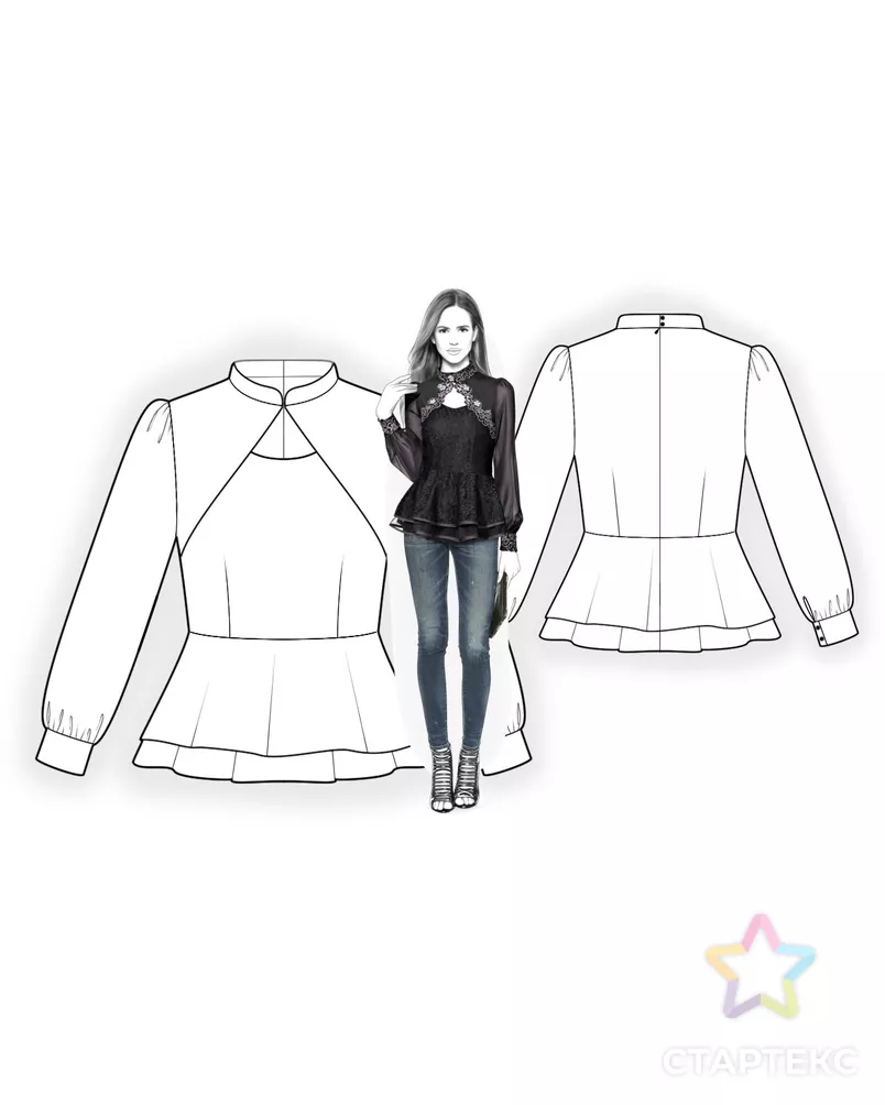 Выкройка: кружевная блузка арт. ВКК-635-6-ЛК0004388 - рис. 3