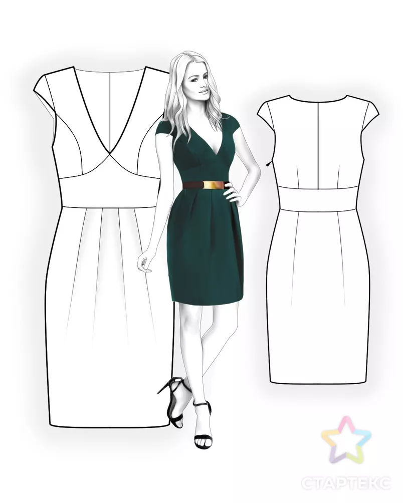 Выкройка: платье со складками арт. ВКК-1869-3-ЛК0004451 - рис. 3