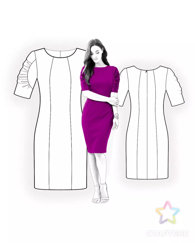 Выкройка: платье с рукавом на сборке арт. ВКК-610-9-ЛК0004462 - рис. 3