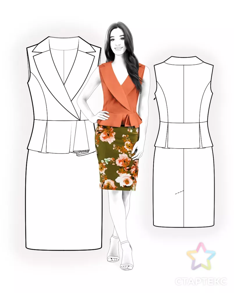 Выкройка: двухцветное платье арт. ВКК-245-4-ЛК0004500 - рис. 3