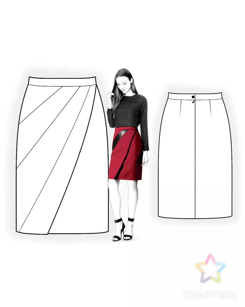 Выкройка: юбка с декоративными рельефами арт. ВКК-742-7-ЛК0004514 - рис. 3