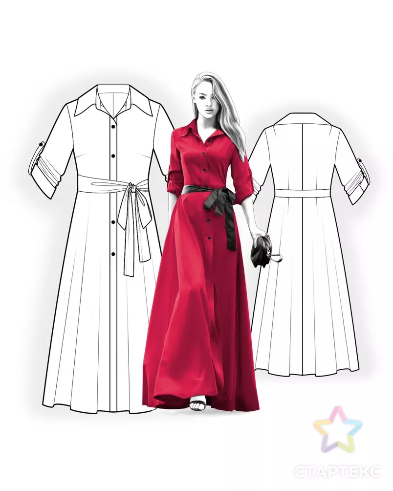 Выкройка: платье-рубашка арт. ВКК-734-12-ЛК0004532 - рис. 3