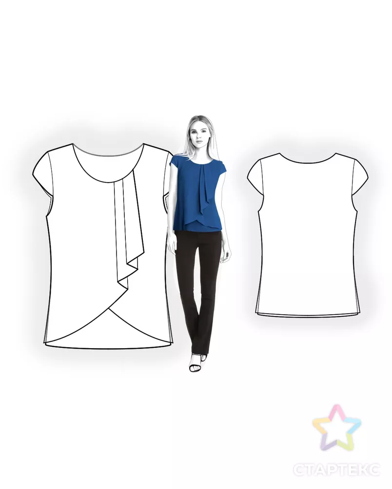 Выкройка: блузка с двойной полочкой арт. ВКК-687-11-ЛК0004551 - рис. 3