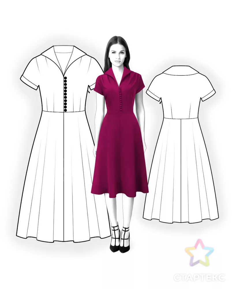 Выкройка: платье с навесными петлями арт. ВКК-1661-9-ЛК0004578 - рис. 3