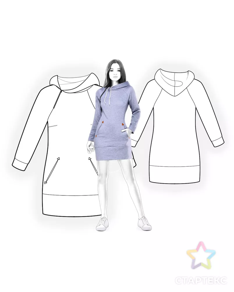 Выкройка: туника с капюшоном арт. ВКК-667-1-ЛК0004587 - рис. 3