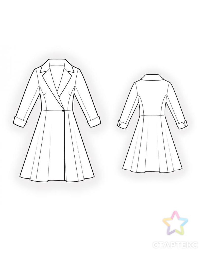 Выкройка: двубортное платье с расклешенной юбкой арт. ВКК-3301-1-ЛК0004602 2