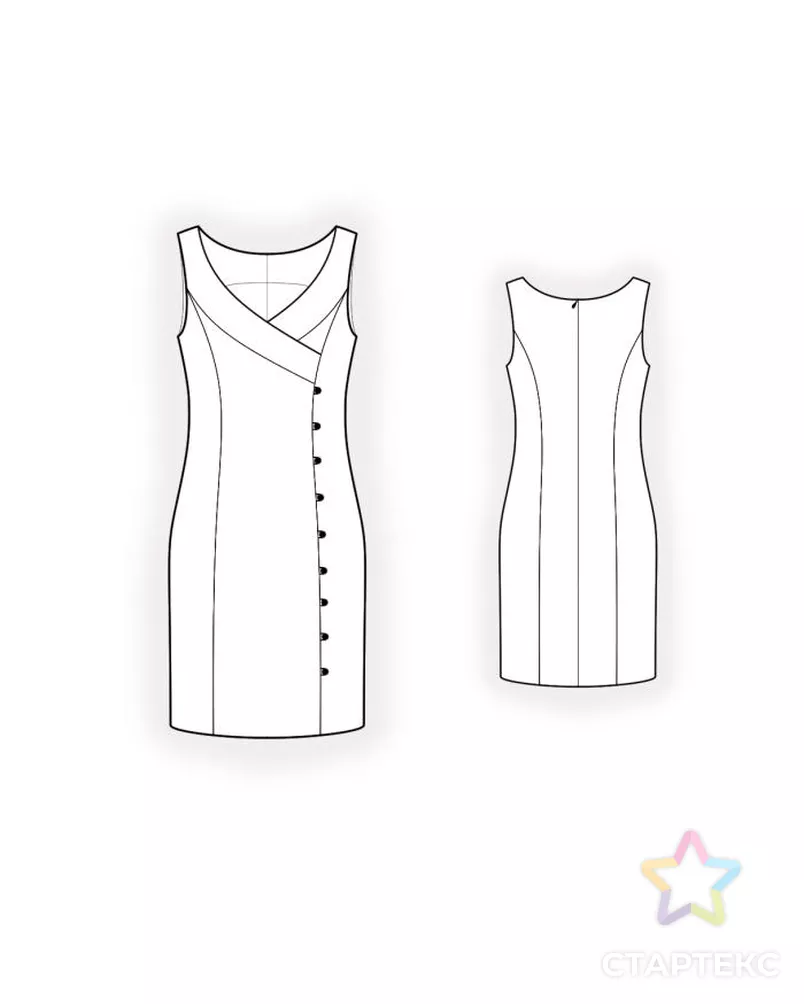 Выкройка: платье с декоративными пуговицами арт. ВКК-3918-7-ЛК0004611 - рис. 2