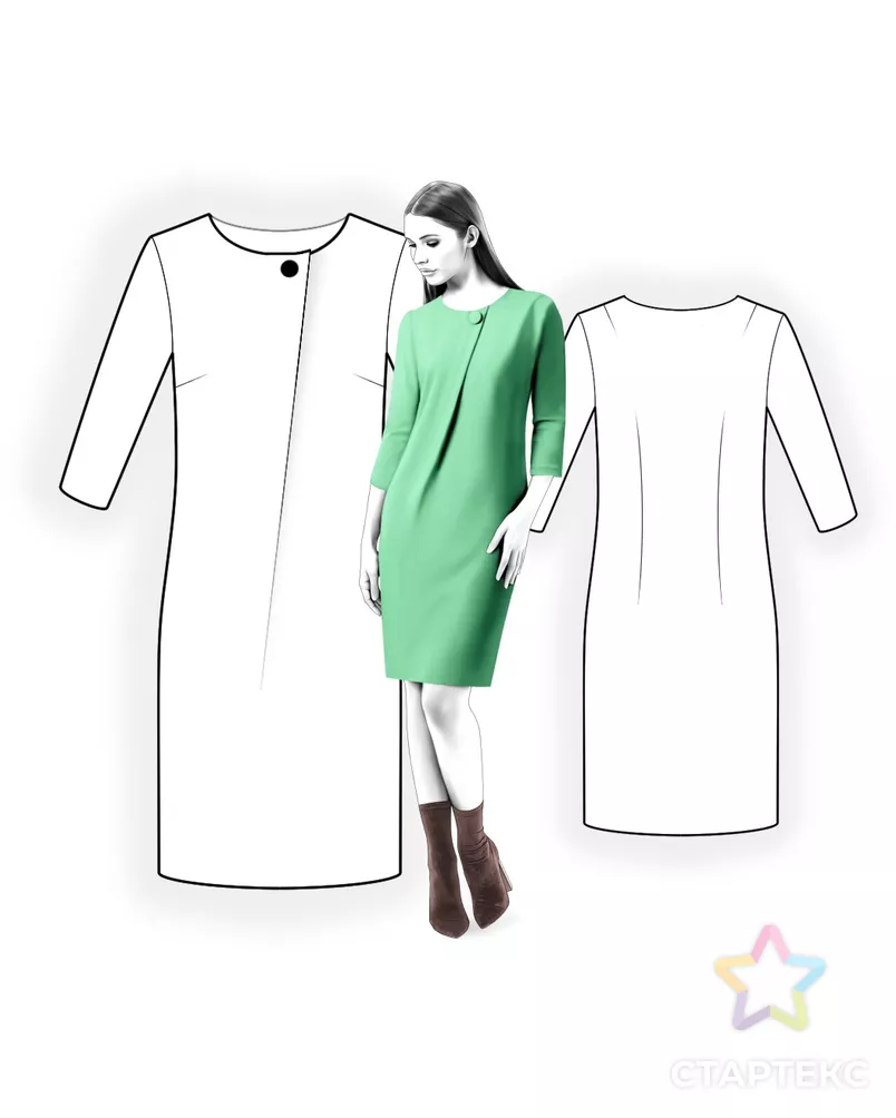 Выкройка: платье со складкой на полочке арт. ВКК-3921-5-ЛК0004616 - рис. 3