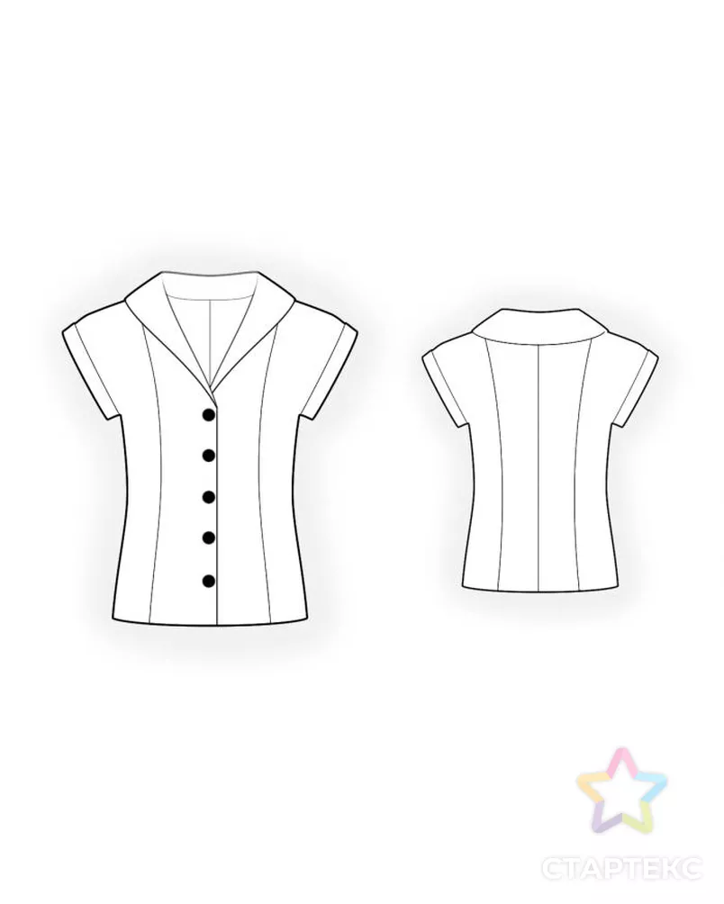 Sewing выкройки Выкройка: блузка с цельнокроенным воротником - купить в Новосибирске оптом и в р