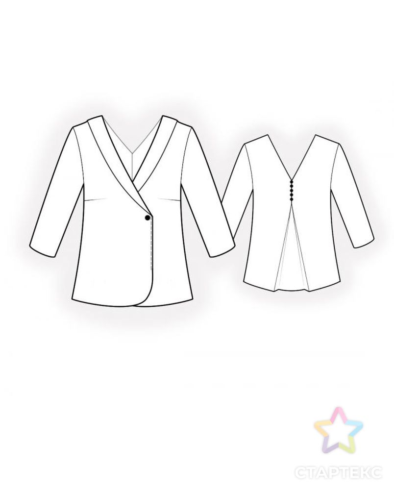 Выкройка: блузка со складкой на спинке арт. ВКК-3608-1-ЛК0004652 2
