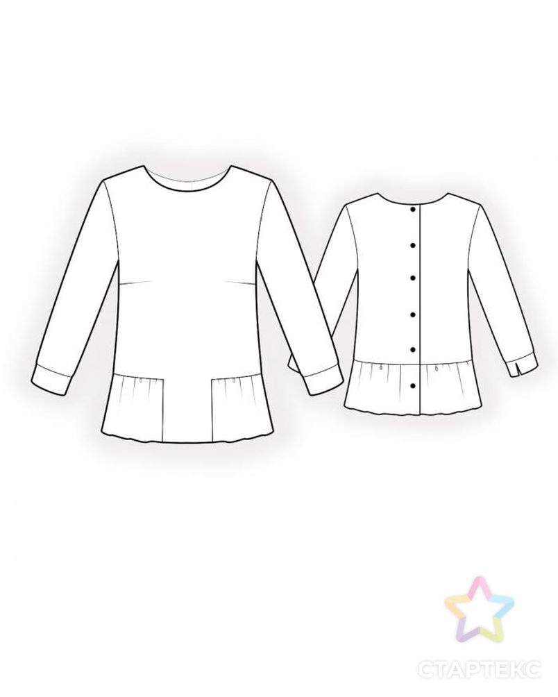 Выкройка: блузка с застежкой на спинке арт. ВКК-3453-1-ЛК0004655 2