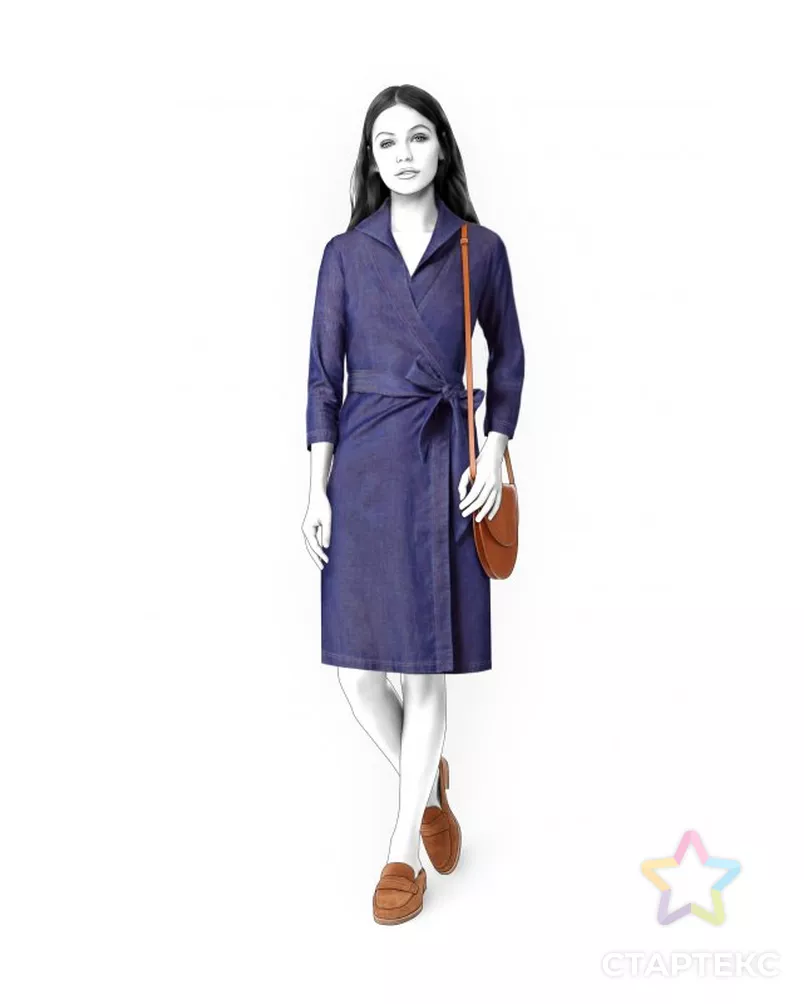 Выкройка: джинсовое платье-халат арт. ВКК-3715-1-ЛК0004660 - рис. 1