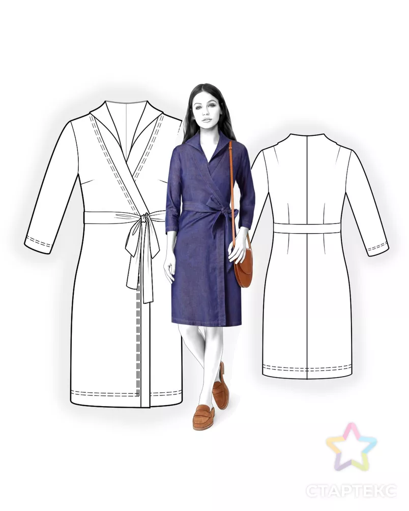 Выкройка: джинсовое платье-халат арт. ВКК-3715-1-ЛК0004660 - рис. 3