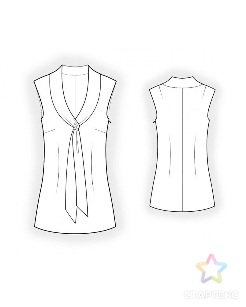 Выкройка: блузка с воротником-галстуком арт. ВКК-3456-1-ЛК0004674 2