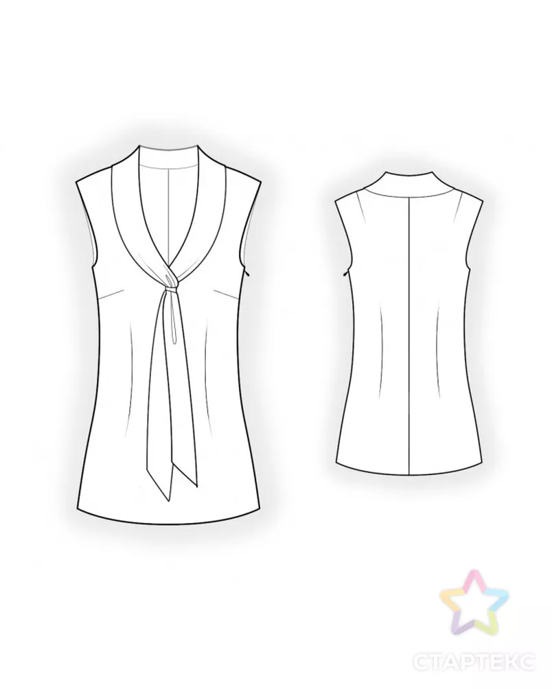 Выкройка: блузка с воротником-галстуком арт. ВКК-3456-4-ЛК0004674 - рис. 2