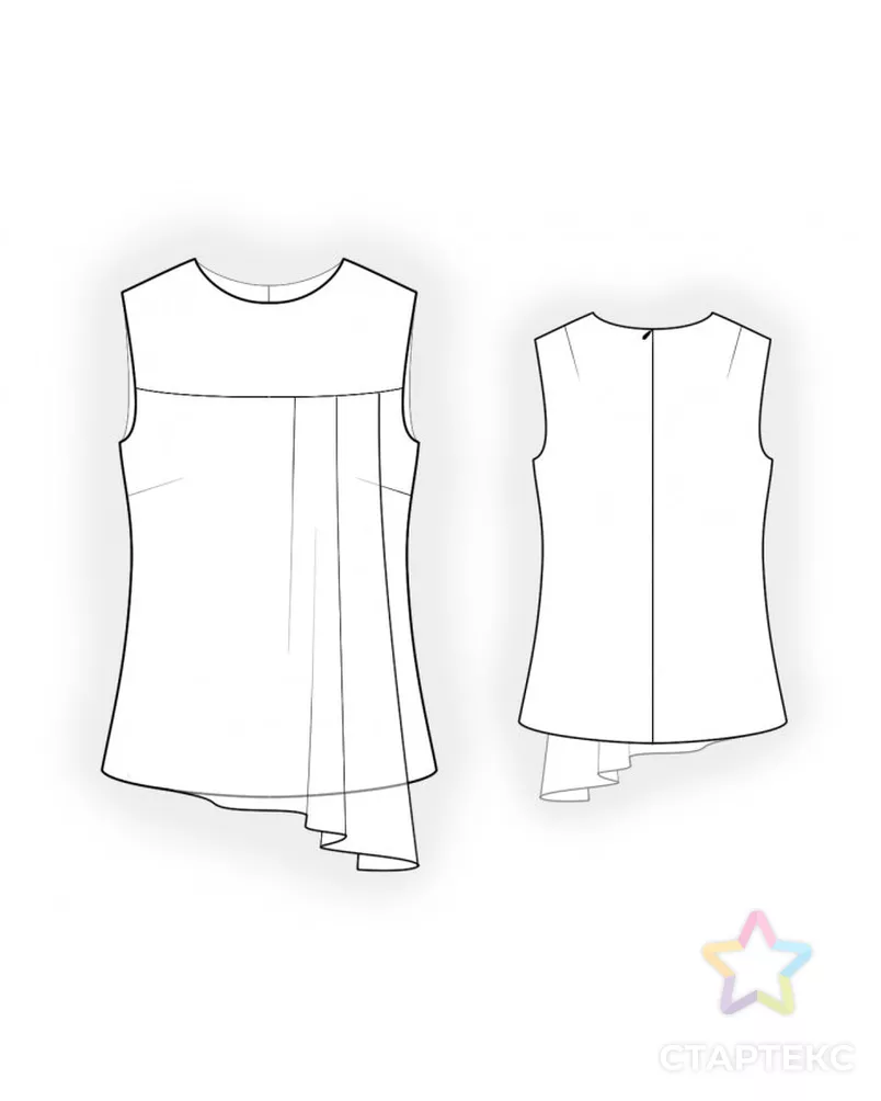 Выкройка: блузка с отлетным передом арт. ВКК-3903-9-ЛК0004698 - рис. 2