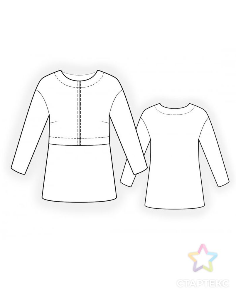 Выкройка: блузка с горизонтальной складкой арт. ВКК-3643-1-ЛК0004714 2