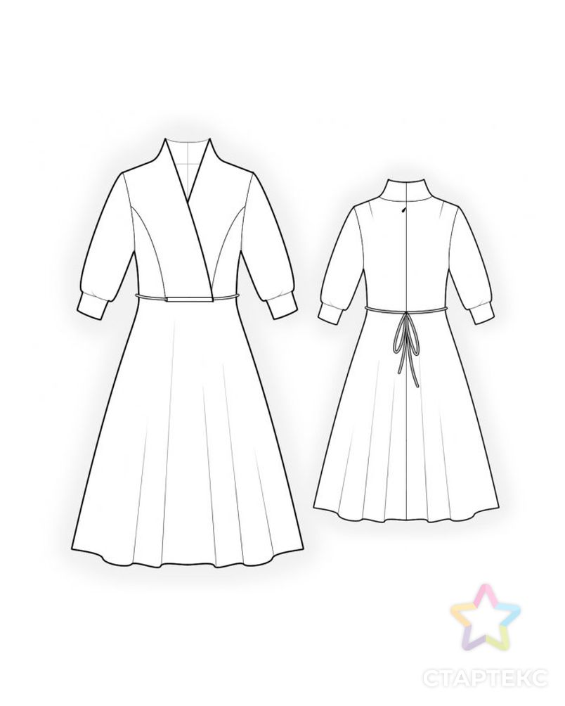 Выкройка: платье с расклешенной юбкой арт. ВКК-3596-1-ЛК0004744 2