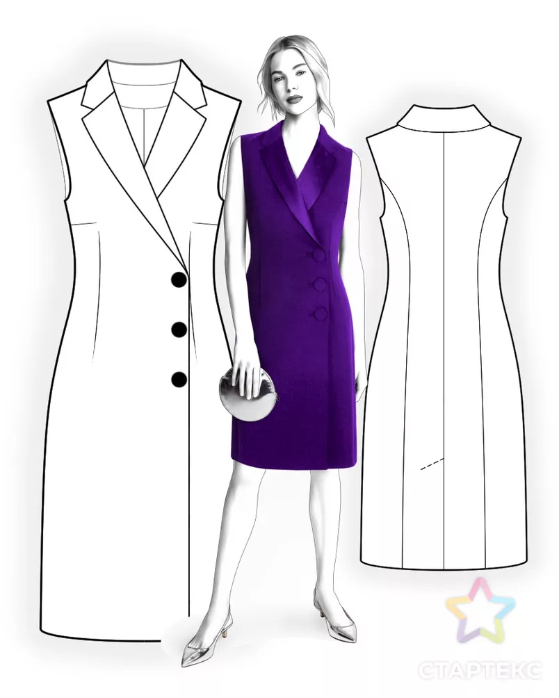 Выкройка: платье-жилет арт. ВКК-3306-6-ЛК0004758 - рис. 3