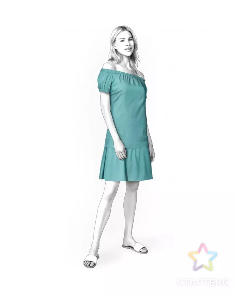 Выкройка: платье с открытыми плечами арт. ВКК-3825-4-ЛК0004760 - рис. 1