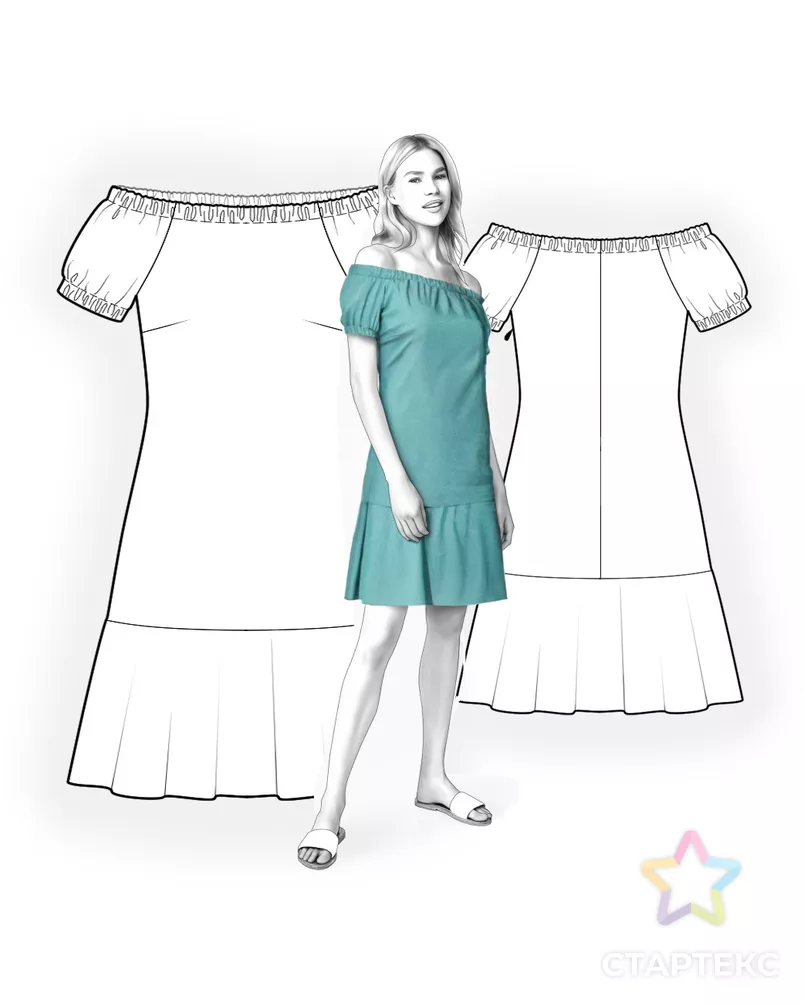 Выкройка: платье с открытыми плечами арт. ВКК-3825-4-ЛК0004760 - рис. 3