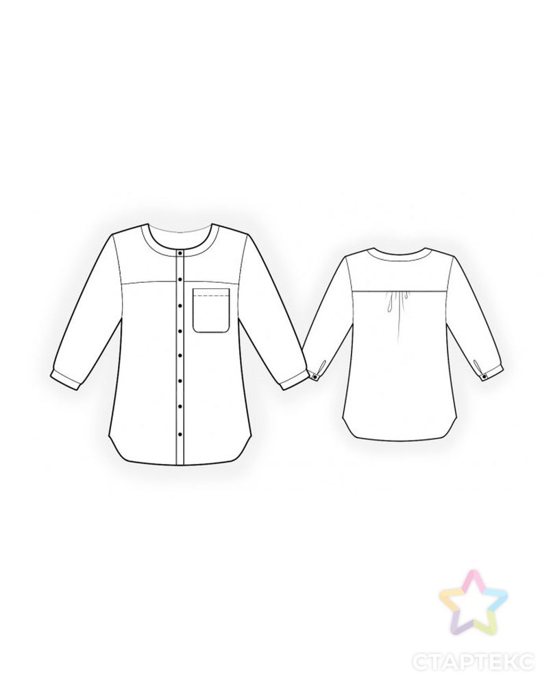 Выкройка: блузка с кокеткой арт. ВКК-3423-1-ЛК0004764 2