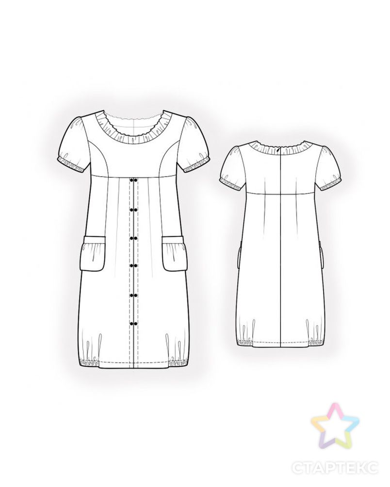 Выкройка: платье с накладными карманами арт. ВКК-3949-1-ЛК0004766 2