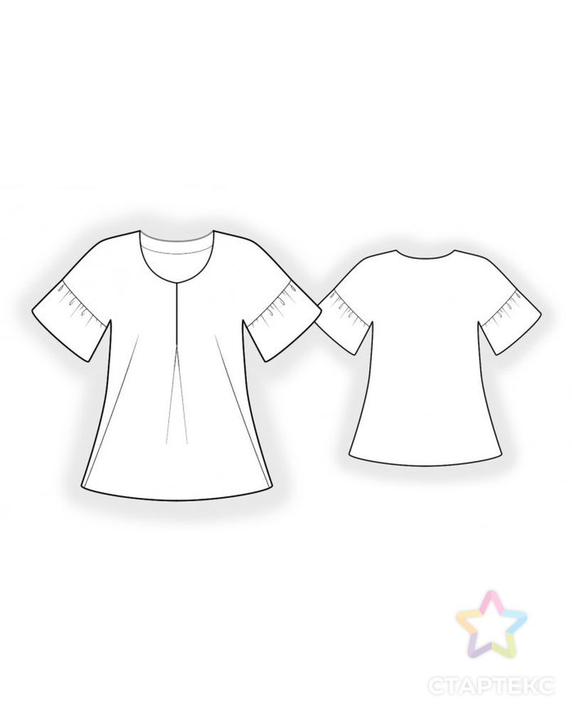 Выкройка: блузка с косой вытачкой арт. ВКК-3705-1-ЛК0004767 2
