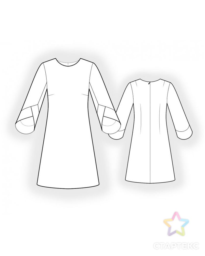 Выкройка: платье с фигурной манжетой арт. ВКК-3396-1-ЛК0004771 2
